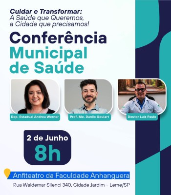 X CONFERÊNCIA MUNICIPAL DE SAÚDE, ACONTECE DIA 02 DE JUNHO