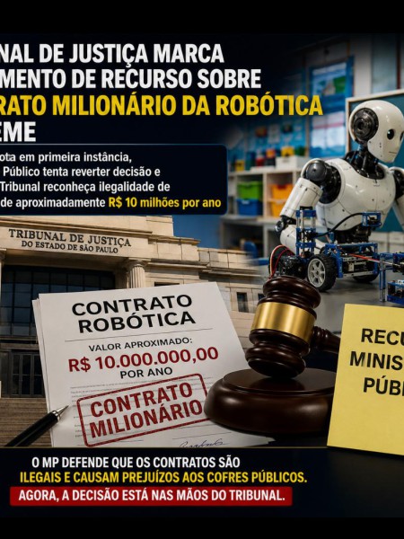 TRIBUNAL DE JUSTIÇA MARCA JULGAMENTO DE RECURSO SOBRE CONTRATO MILIONÁRIO DA ROBÓTICA EM LEME