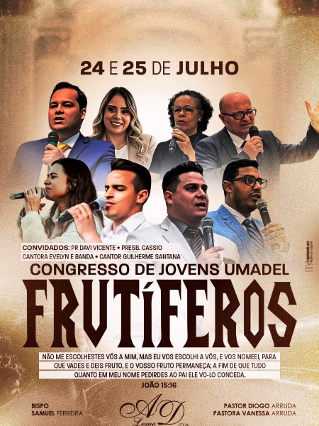 CONGRESSO DE JOVENS UMADEL 2026 “FRUTÍFEROS” ACONTECE NOS DIAS 24 E 25 DE JULHO EM LEME