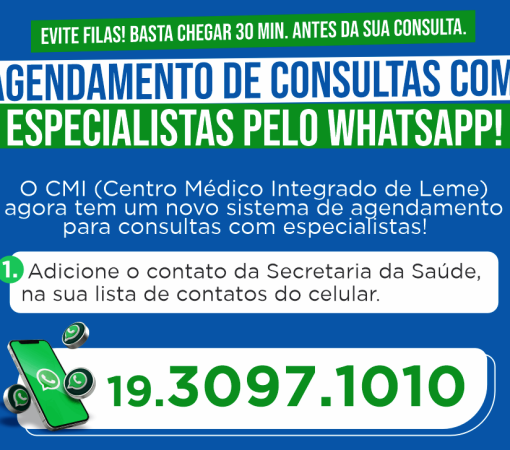 AGENDAMENTO DE CONSULTAS COM ESPECIALIDADES VIA WHATSAPP}