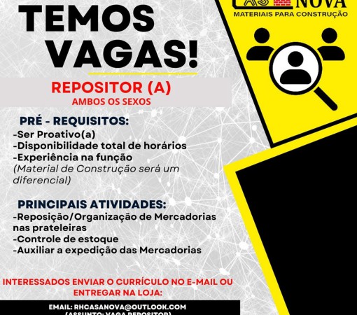 VAGA DE EMPREGO PARA REPOSITOR (A)}