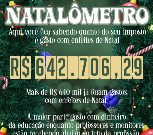 NATALÔMETRO: Acompanhe quanto do seu imposto já foi gasto com enfeites de Natal.}
