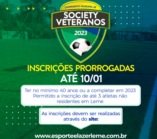 Inscrição Futebol Society Veteranos}