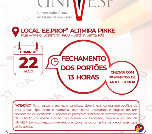 Vestibular UNIVESP – Provas acontecem Domingo, dia 22}