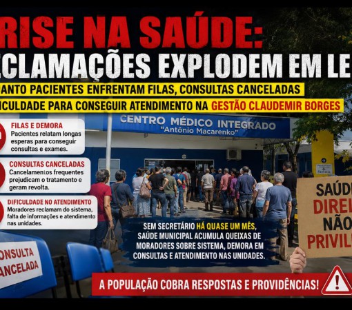 CRISE NA SAÚDE: RECLAMAÇÕES EXPLODEM EM LEME ENQUANTO PACIENTES ENFRENTAM FILAS, CONSULTAS CANCELADAS E DIFICULDADE PARA CONSEGUIR ATENDIMENTO NA GESTÃO CLAUDEMIR BORGES}
