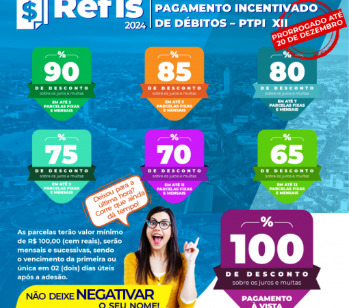 REFIS MUNICIPAL PRORROGADO ATÉ 20 DE DEZEMBRO}