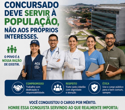 SERVIDOR PÚBLICO CONCURSADO DEVE SERVIR À POPULAÇÃO, NÃO AOS PRÓPRIOS INTERESSES}