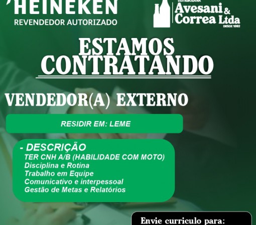 Revendedor autorizado Heineken está contratando:}