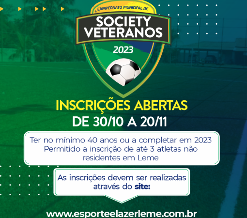 Abertas as inscrições para o campeonato municipal de futebol society veteranos}