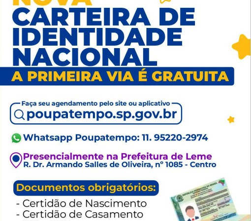 NOVO RG JÁ ESTÁ DISPONÍVEL A EMISSÃO EM LEME}