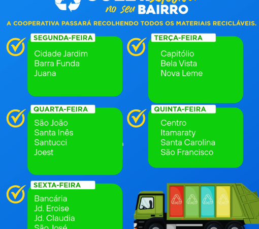 CRONOGRAMA DA COLETA SELETIVA NOS BAIRROS DE LEME}