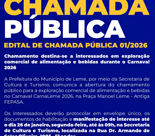 CHAMADA PÚBLICA PARA O CARNAVAL CARNALEME 2026}