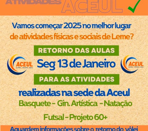 ACEUL DE VOLTA COM AS ATIVIDADES E NOVAS INSCRIÇÕES}