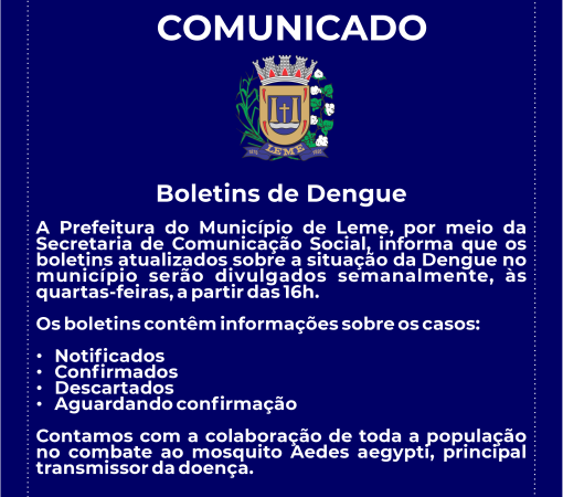 COMUNICADO OFICIAL - BOLETINS DE DENGUE}