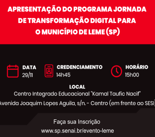 Road Show - Jornada de Transformação Digital acontecerá dia 29 de novembro}