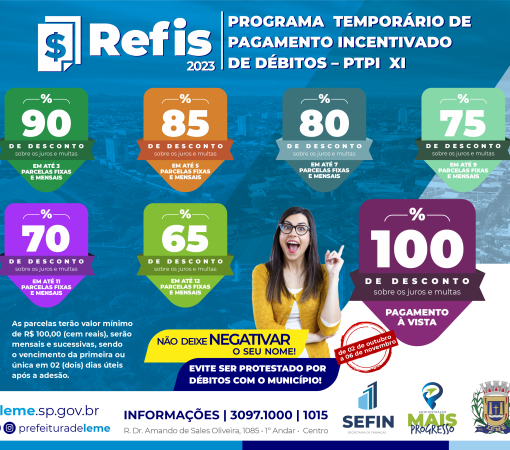 Programa Temporário de Pagamento Incentivado de Débitos– PTPI XI – REFIS municipal.}