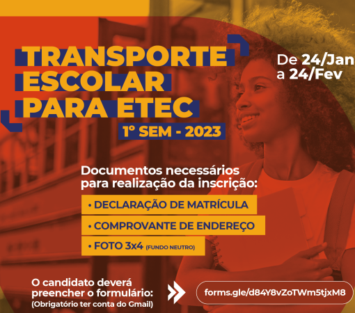 Inscrições para o Transporte Escolar para ETEC 1º Semestre 2023}