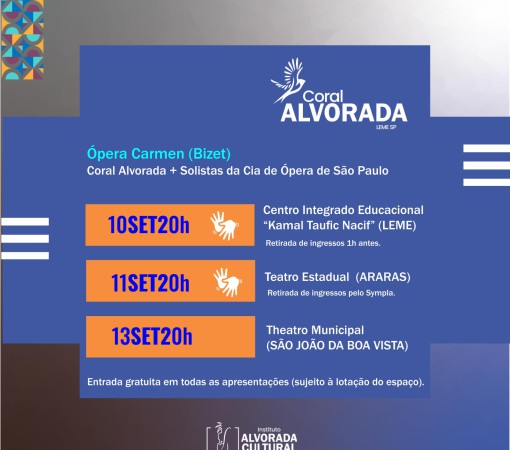 VAI TER ÓPERA COM ENTRADA GRATUITA EM LEME E COM A PARTICIPAÇÃO DE UM CORAL LEMENSE NO PALCO DIA 10 DE SETEMBRO}