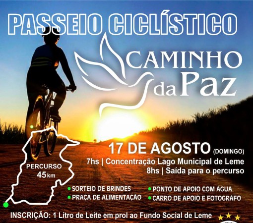 PASSEIO CICLÍSTICO SOLIDÁRIO - CAMINHO DA PAZ EM LEME}