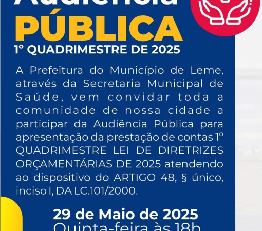 SECRETARIA DE SAÚDE INFORMA SOBRE AUDIÊNCIA PÚBLICA NO DIA 29 DE MAIO}