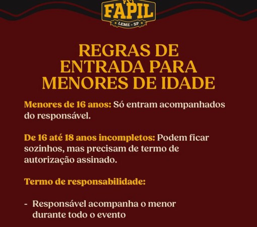 REGRAS DE ENTRADA PARA MENORES: SEGURANÇA E RESPONSABILIDADE NA FAPIL}