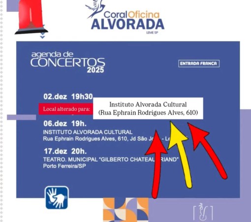 ATENÇÃO: MUDANÇA DE LOCAL DO CONCERTO}