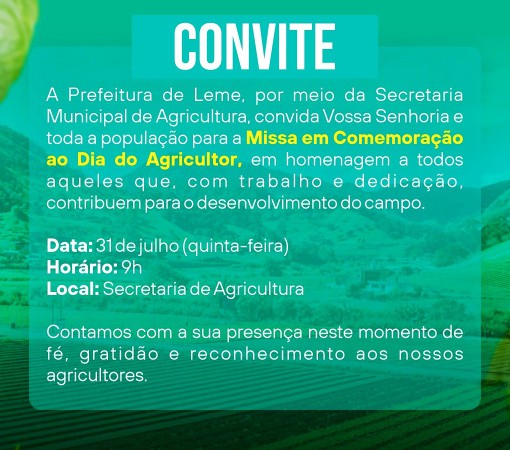 MISSA EM HOMENAGEM AO DIA DO AGRICULTOR}