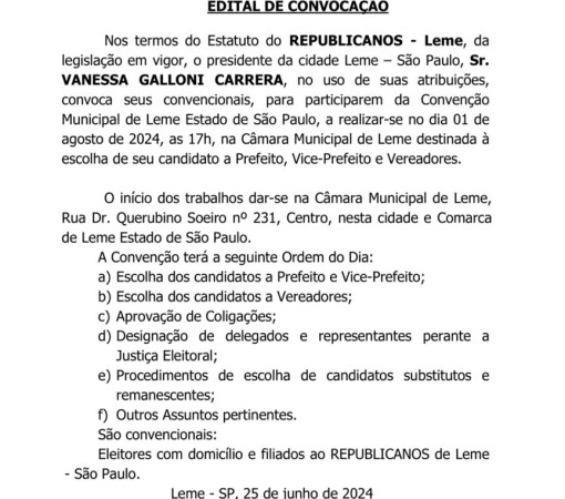 EDITAL DE CONVOCAÇÃO DO REPUBLICANOS}
