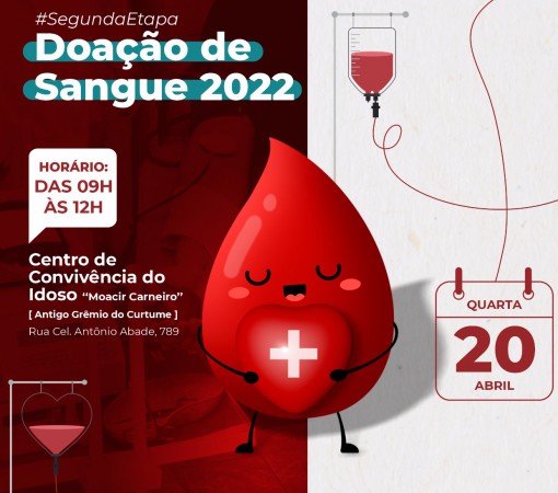Etapa “2” do calendário de doação de sangue será realizada no dia 20 de abril}