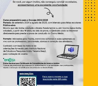 ESCOLA OFERECE GRATUITAMENTE O CURSO PREPARATÓRIO PARA O ENCCEJA}