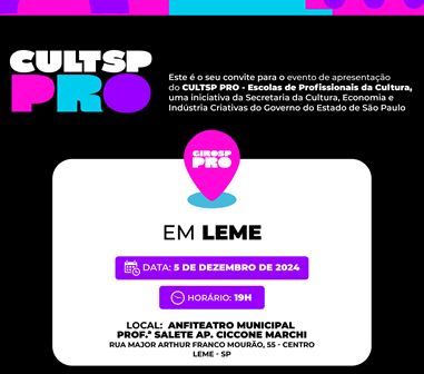 LEME RECEBE GIRO PRO, AÇÃO DO PROGRAMA CULTSP PRO DO GOVERNO DE SÃO PAULO}