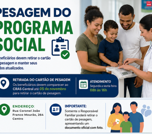 OS BENEFICIÁRIOS DO BOLSA FAMÍLIA DEVEM RETIRAR O CARTÃO DE PESAGEM E MANTER DADOS ATUALIZADOS}