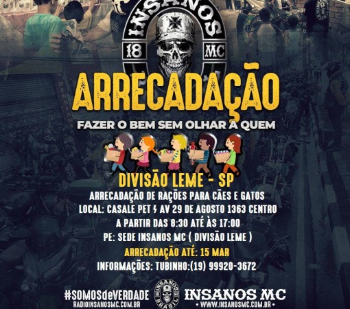 INSANOS MOTO CLUBE - DIVISÃO DE LEME REALIZARÁ MAIS UMA AÇÃO BENEFICENTE}