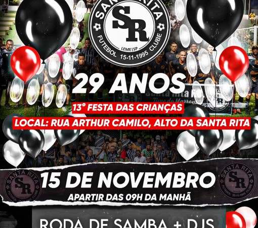 SANTA RITA FUTEBOL CLUBE COMPLETA 29 ANOS DE FUNDAÇÃO E PROMOVE MAIS UMA EDIÇÃO DA FESTA PARA CRIANÇAS E COMUNIDADE}
