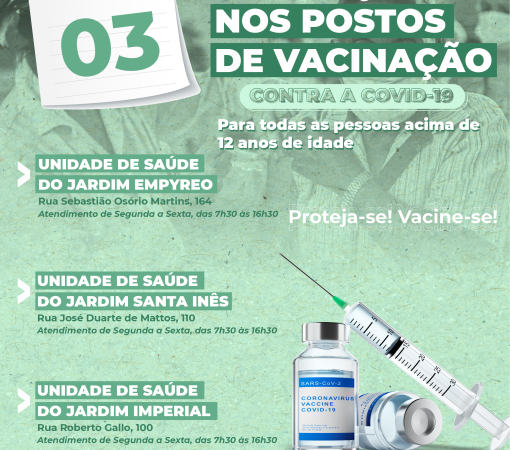 Mudanças nos pontos de vacinação contra a covid-19 a partir do dia 03 de março}