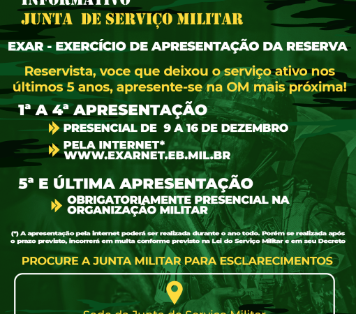EXERCÍCIO DE APRESENTAÇÃO DA RESERVA DO EXÉRCITO BRASILEIRO ACONTECE NO MÊS DE DEZEMBRO DE 2024}