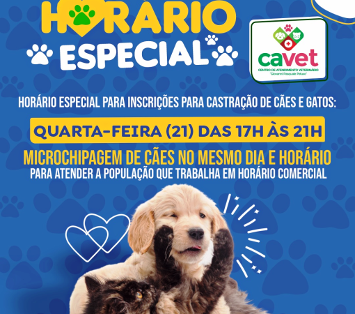 SECRETARIA DO MEIO AMBIENTE REALIZA MICROCHIPAGEM GRATUITA E INSCRIÇÕES PARA CASTRAÇÃO DE CÃES E GATOS NO CAVET}