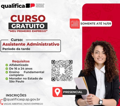 INSCRIÇÕES ABERTAS PARA O CURSO: "MEU PRIMEIRO EMPREGO - ASSISTENTE ADMINISTRATIVO"}