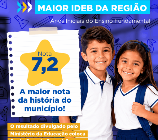 SANTA CRUZ DA CONCEIÇÃO ALCANÇA O MAIOR IDEB DA REGIÃO E REGISTRA A MELHOR NOTA DA HISTÓRIA DO MUNICÍPIO}