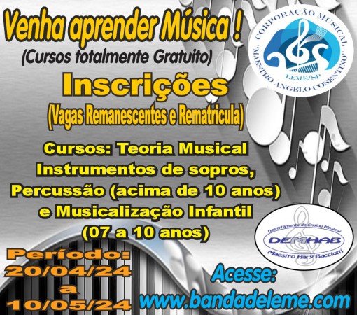 INSCRIÇÕES ABERTAS PARA APRENDER MÚSICA}