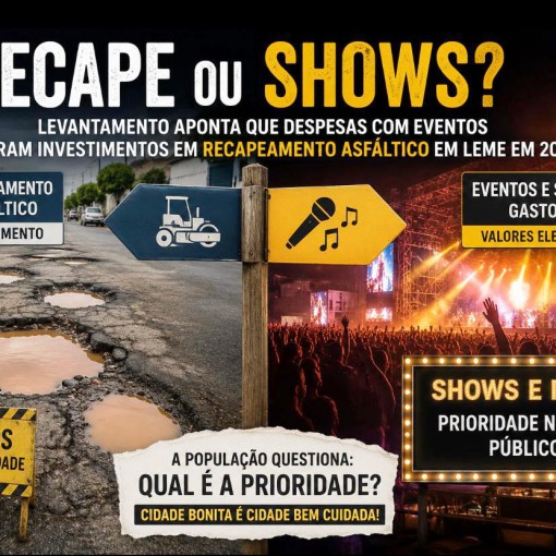 RECAPE OU SHOWS? LEVANTAMENTO APONTA QUE DESPESAS COM EVENTOS NA GESTÃO CLAUDEMIR BORGES SUPERAM INVESTIMENTOS EM RECAPEAMENTO ASFÁLTICO EM LEME EM 2026}