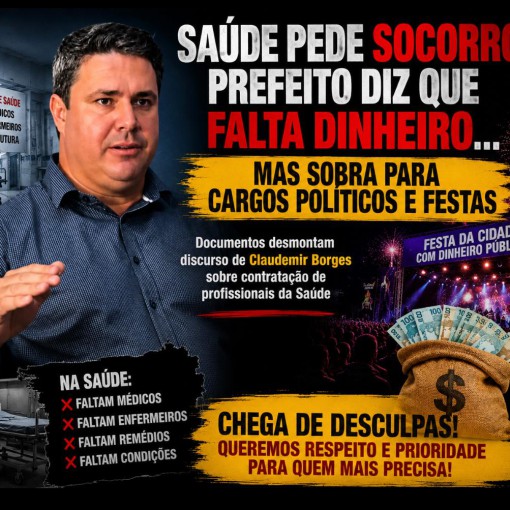 SAÚDE PEDE SOCORRO, PREFEITO DIZ QUE FALTA DINHEIRO… MAS SOBRA PARA CARGOS POLÍTICOS E FESTAS}