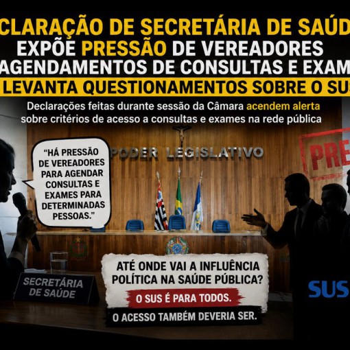 DECLARAÇÃO DE SECRETÁRIA DE SAÚDE EXPÕE PRESSÃO DE VEREADORES EM AGENDAMENTOS DE CONSULTAS E EXAMES E LEVANTA QUESTIONAMENTOS SOBRE O SUS