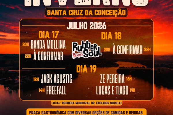 VEM AÍ O FESTIVAL DE INVERNO SANTA CRUZ DA CONCEIÇÃO COM ENTRADA GRATUITA}