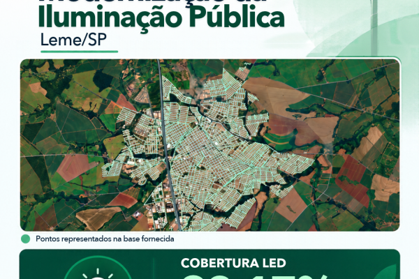 MODERNIZAÇÃO DA ILUMINAÇÃO PÚBLICA EM LEME CHEGA A 92,17% DE COBERTURA LED}