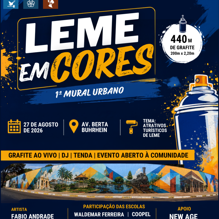 PREFEITURA DE LEME REALIZA O MAIOR MURAL DE GRAFITE DA CIDADE COM PARTICIPAÇÃO DE ALUNOS DA REDE DE ENSINO