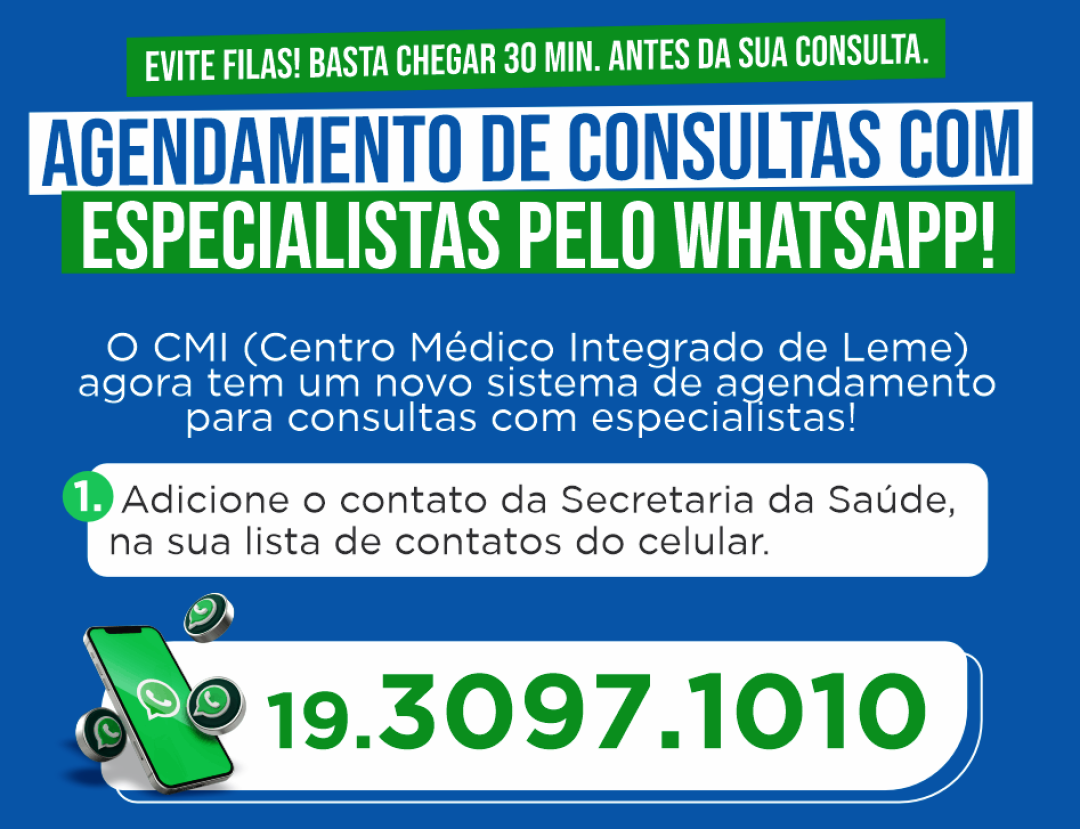 AGENDAMENTO DE CONSULTAS COM ESPECIALIDADES VIA WHATSAPP
