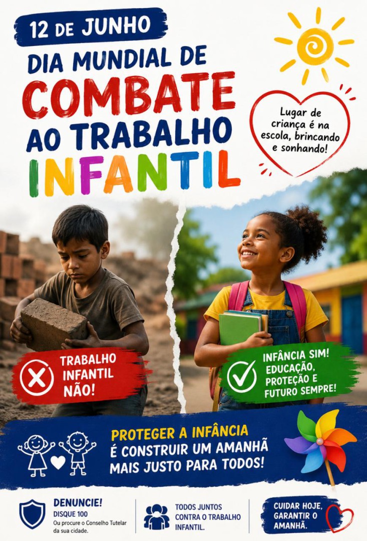12 DE JUNHO: DIA MUNDIAL DE COMBATE AO TRABALHO INFANTIL