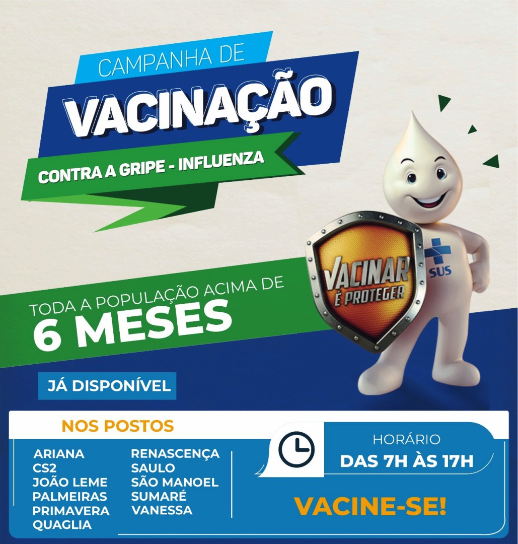 CAMPANHA DE VACINAÇÃO CONTRA A GRIPE ESTÁ ABERTA PARA TODA A POPULAÇÃO