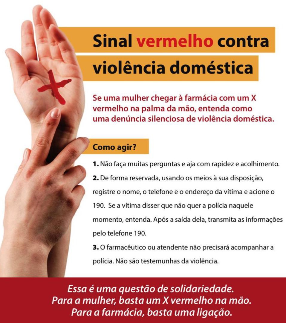 “X” VERMELHO NA MÃO — SINAL DE SOCORRO E SOLIDARIEDADE